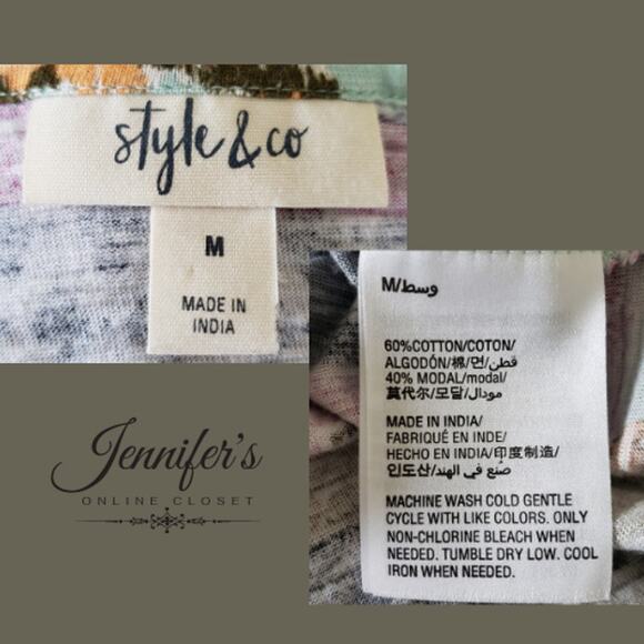 3/$25 Style & Co Women's Boho Multicolored V Neck Tunic Shirt Size M - Picture 8 of 10